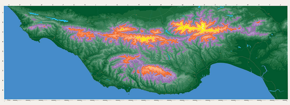 Colorful map of Santa Cruz Mountains