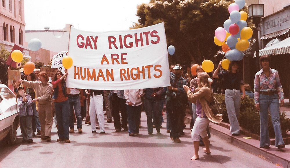 cover story image: a gay rights banner