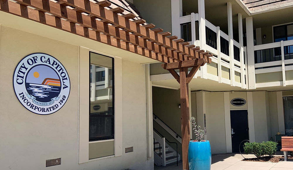 office building with the Capitola city seal on it