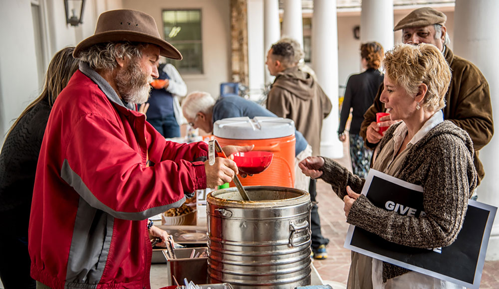 People giving out food