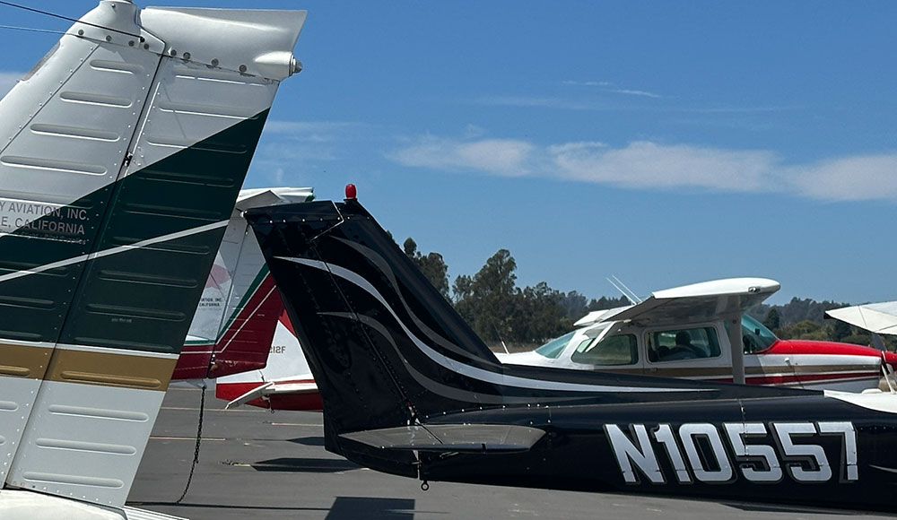 Stationary planes on an airfield
